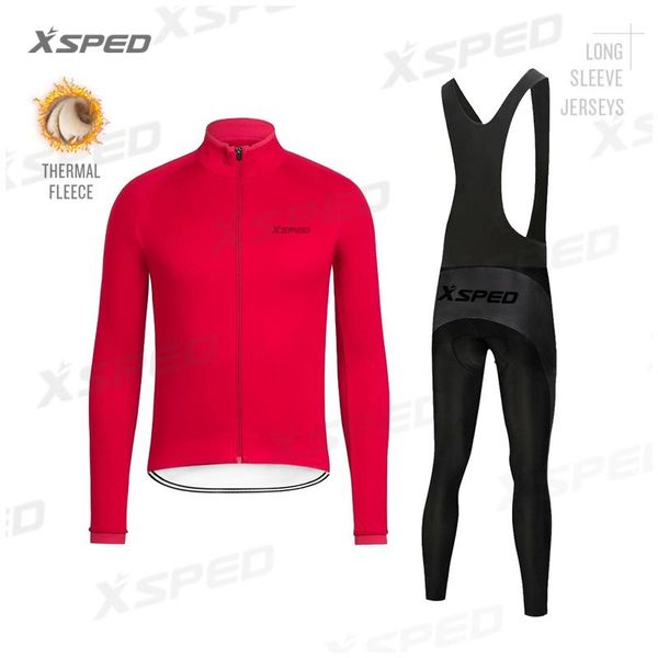 

racing sets 2022 xsped -man cycling jersey road bike winter mtb clothes wear pants men thermal fleece, Black;blue