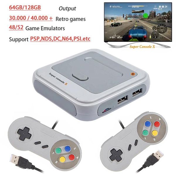 

portable game players r8 super console x 128g retro video for psp/ps1/md/n64 est player with dual gamepad built-in 40000+ games