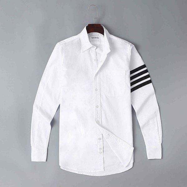 

design clothing black four stripes fashion oxford spinning white slim casual business shirt, White;black