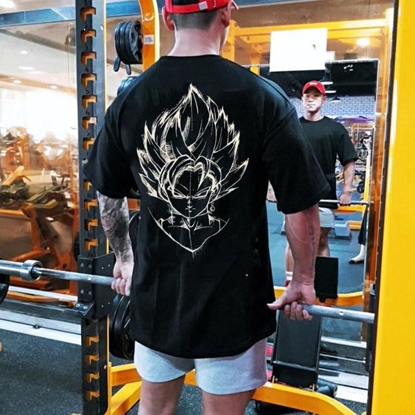 

men's t-shirts 2021 summer men cotton t shirt fitness sporting loose fashion printed tee male gyms bodybuilding workout, White;black