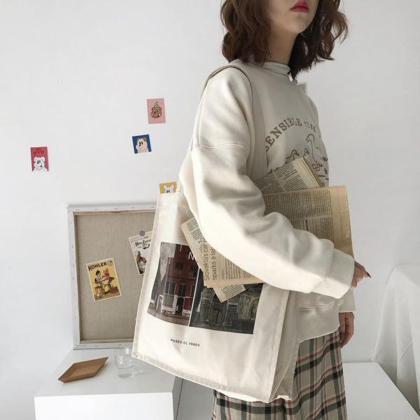 

evening bags women canvas shopping bag prado museum pictures female cotton cloth shoulder eco handbag tote reusable grocery shopper