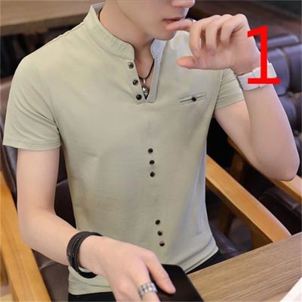 

New 2021 Korean Version of the Self-cultivation Trend Tight Personality Fashion Men's Half-sleeved Bottoming Shirt HWAW, White;black