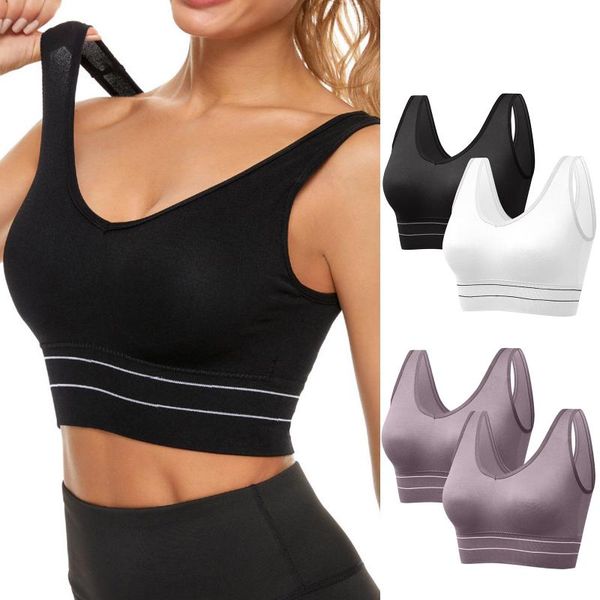 

yoga outfit 2pc women's plus size proof exercise breasted fitness underwear bra seamless candy color women gath