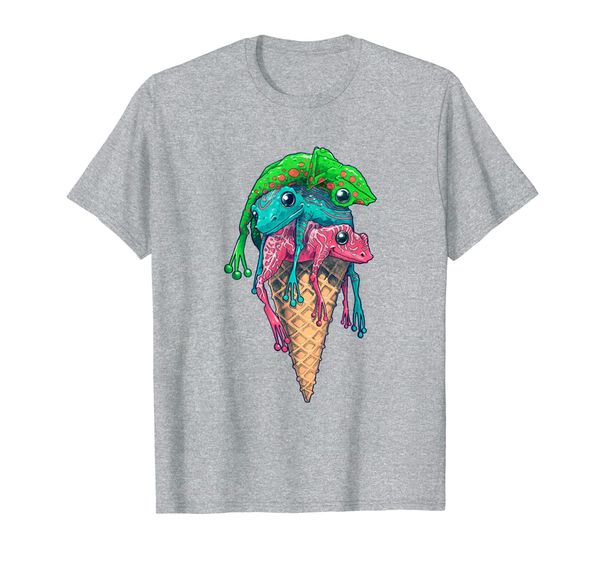 

frog on icecream illustration cool design shirt, White;black