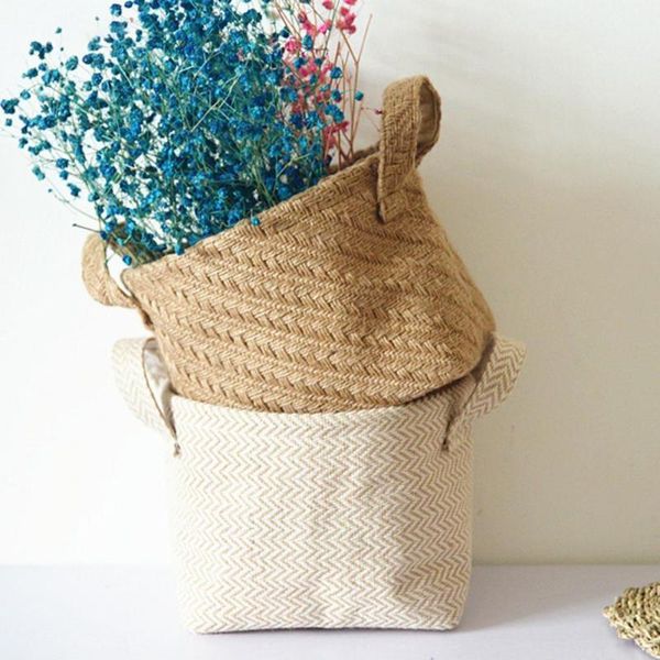 

storage baskets portable jute woven basket rope pot dirty clothes laundry large capacity design convenient