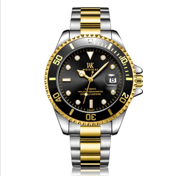 

weisikai brand world cup limited edition automatic mechanical date watch green water ghost transparent movement extraordinary stainless stee, Slivery;brown