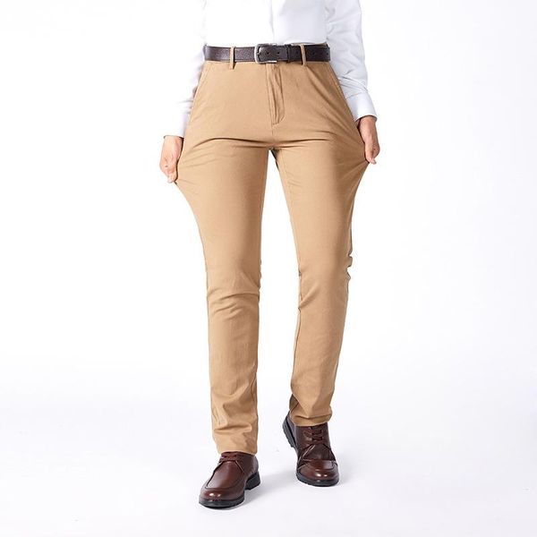 

men's pants brand straight men autumn winter cotton long trousers male plus size business casual pure color stretch suit for, Black