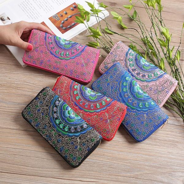 

wallets quality wallet small coin pocket purse cards holder fashion women oxford embroidery road bag phone, Red;black