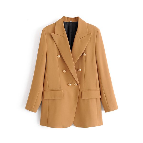 

women's jacket spring autumn fashion style double temper breasted simple blazer 61bs, White;black
