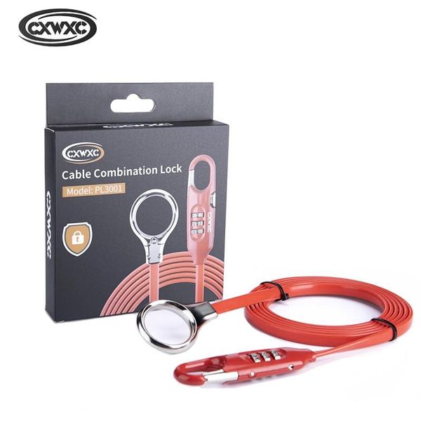 

bike locks cxwxc anti-theft bicycle lock with combination cable lightweight for mountain road helmet accessories