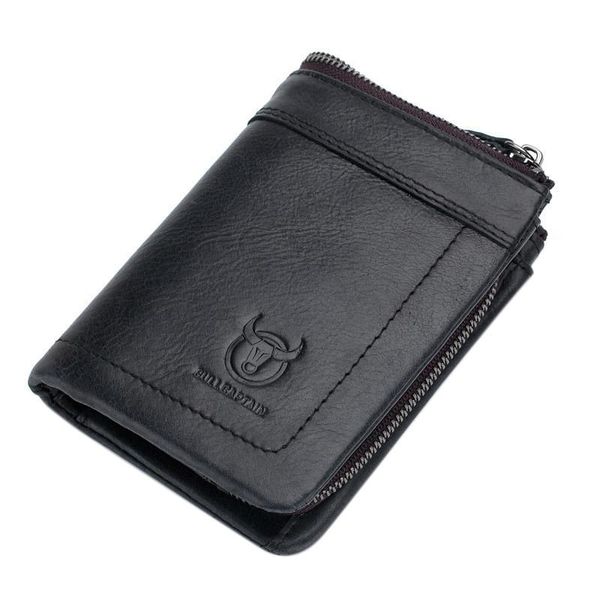 

wallets bullcaptain genuine leather men's wallet short coin purse men bags, Red;black
