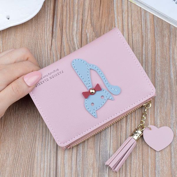 

wallets short style, student's wallet, women's korean version, zero fashion, multi-functional zipper, tassel wallet, Red;black
