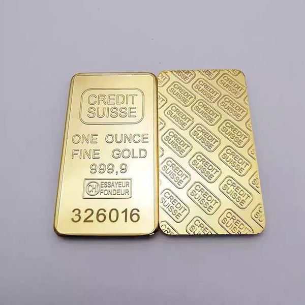 

5pcs credit suisse ingot 1oz gold plated bullion bar craft swiss souvenir coin gift 50 x 28 mm with different serial laser number