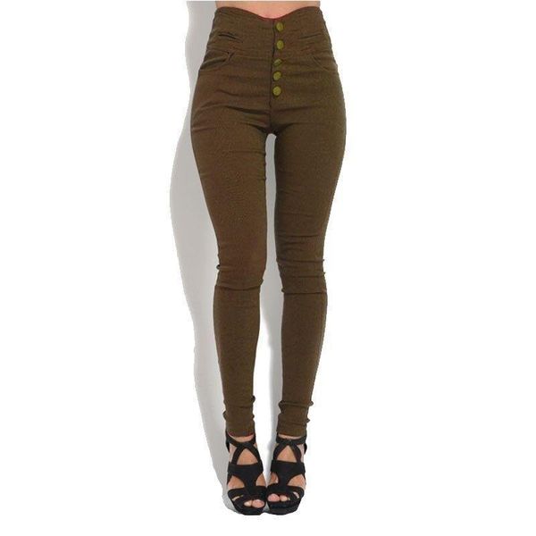 

women's pants & capris ly women skinny slim trousers casual solid color plain pencil ladies high waist stretch trouser button, Black;white
