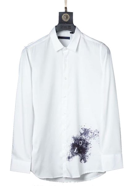 

luxurys designers dress shirt menswear fashion society black men solid color business casual mens long sleeve -3xl#045, White;black