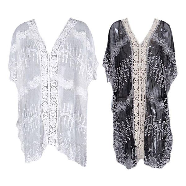 

women hollow crochet floral lace bikini cover up backless sheer beach dress