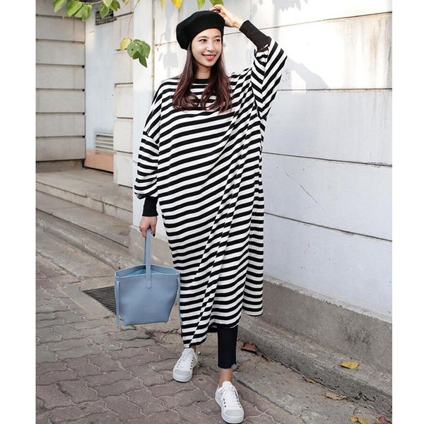 

casual dr's autumn sleeve long split pullover drs oversized version, Black;gray