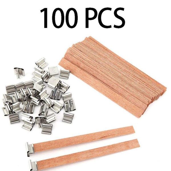 

100pcs 13cm wood candle wicks with iron stand diy natural candle cores practical candle wick for birthday party valenti qylviv