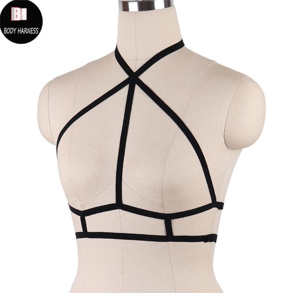 

open breast lingerie fetish wear body harness cage bra harajuku beha women crop black gothic bondage harnas belt, Black;white