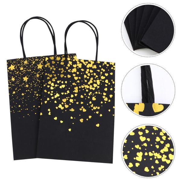 

12pcs bronzing handbag gift bags portable paper party bags packaging