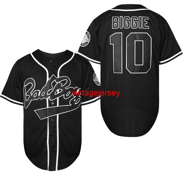 # 10 Biggie Smalls Bad Boy Plain Abbigliamento Hip Hop Pantaloni a vita bassa Abbigliamento da baseball Camicie abbottonate Uniformi sportive Maglia da uomo nera S-XXXL