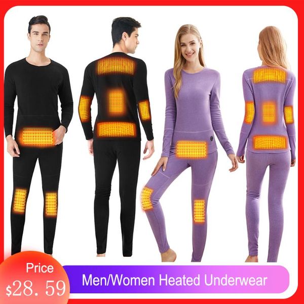 

men/women heated underwear usb charging electric thermal heating shirt & pants insulated heating shirt with 3 level temperature, Gray;blue