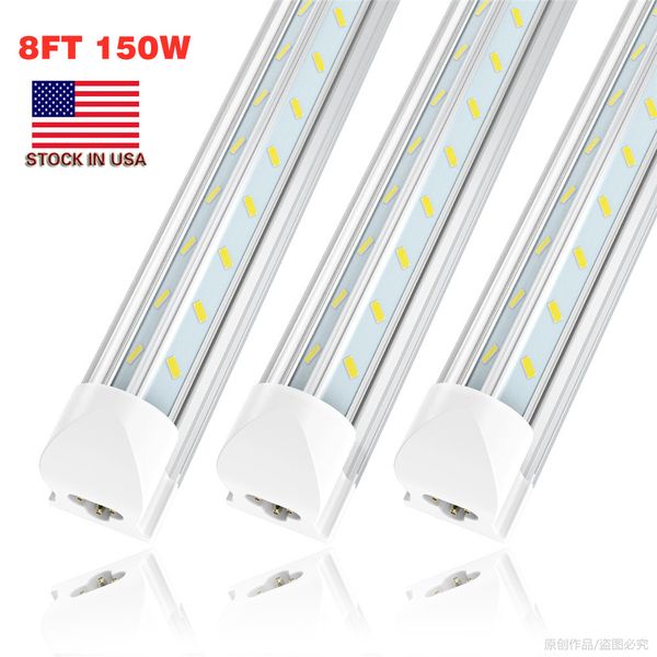 150W 8FT LED Tubo Luz SMD5730 V-Forma 8 Pé Design Loja LED Luzes Luminárias 4FT 75W Cooler Porta Congelador Iluminação Lâmpadas Fluorescentes