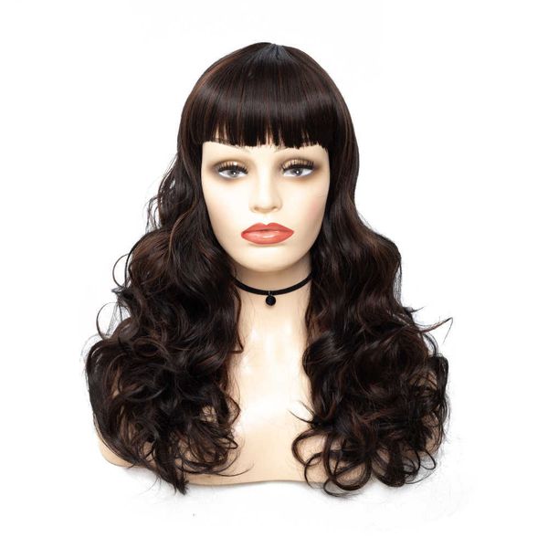 

mengyun women's long curly hair pick dyed wig headgear, Black