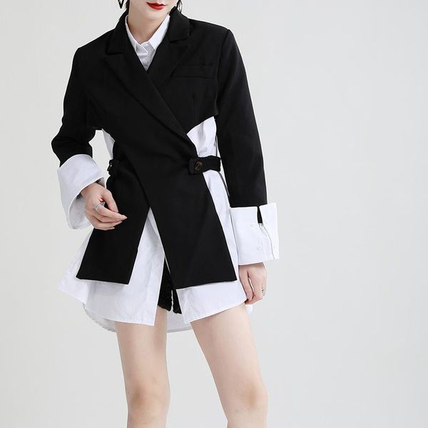 

women's suits & blazers superaen 2021 solid waist hollow out open back lace up single breasted notched jacket women, White;black