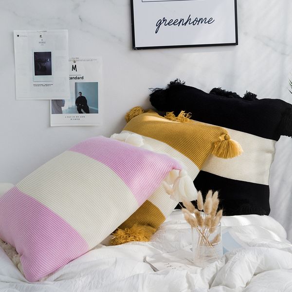 

2020 light luxury pillow living room sofa leaning sleeper room soft-loaded window backrest bed cushion embroidery pillow case