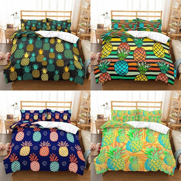 

bedding sets home textile luxury 3d pineapple print 2/3pcs comfortable duvet cover pillowcase  and king eu/us/au size