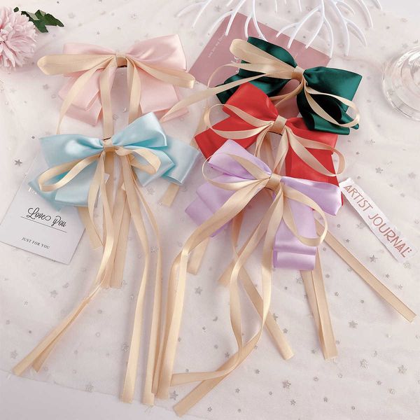 

cool summer dream candy colored yarn ribbon bow hairpin headdress clip, Golden;silver