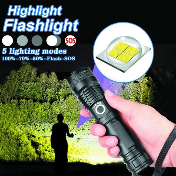 

party decoration led ultra bright torch xhp50 camping light 5 switch modes waterproof zoomable 18650 battery rechargeable