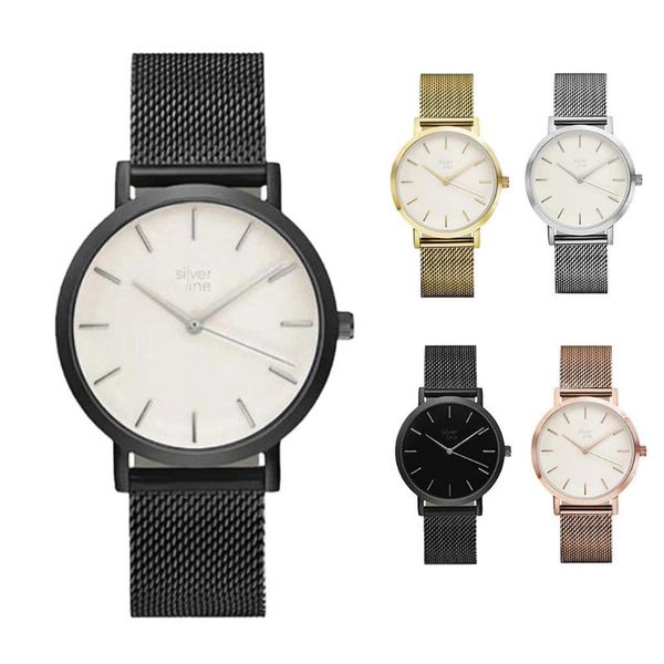 

wristwatches fashion women crystal stainless steel analog quartz wrist watch bracelet, Slivery;brown