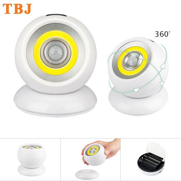 

360 degree rotation motion sensor led light 3w cob wall lamp indoor human body induction sensor under cabinet light