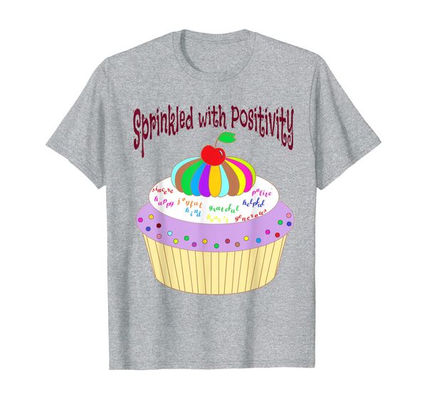 

sprinkled with positivity cupcake t-shirt, White;black
