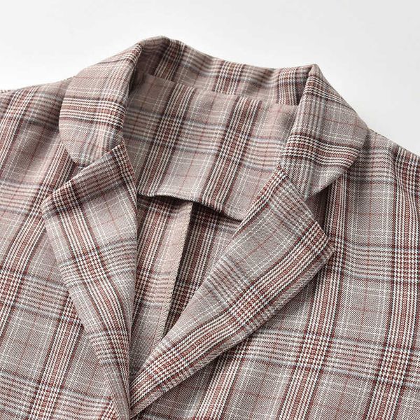 

children's clothing spring and summer girls' plaid suit coat fashion shorts two piece set girl set school uniform customization, Blue