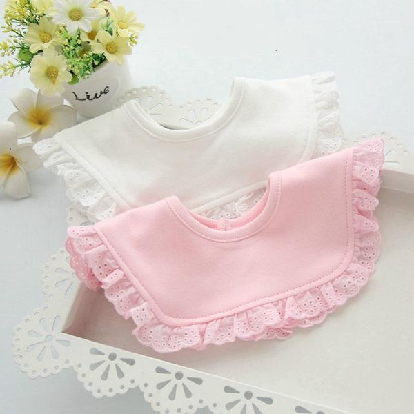 

cotton double layers baby bibs cute pink lace saliva towel infant girl boy burp cloths toddler feeding babador #01091, Slivery;white