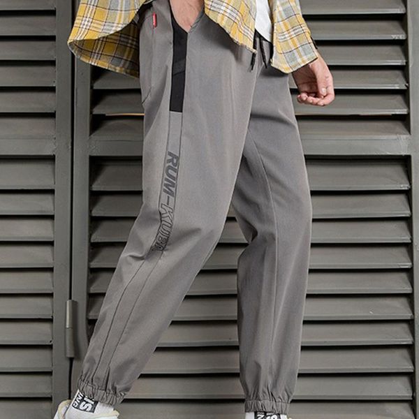 

2021 hip hop men casual pants comfortable solid color streetwear pockets track male fashion ribbons harem trousers size 4xl, Black