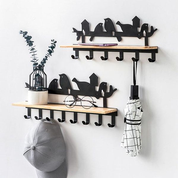 

hooks & rails creative entrance storage rack home decorative wall shelf key holders clothes shelves for bedroom organizers