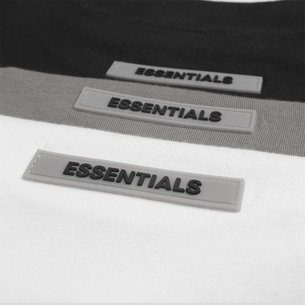 

fog feel of god chest letter essentials double line loose long sleeve t-shirt for men and women, White;black