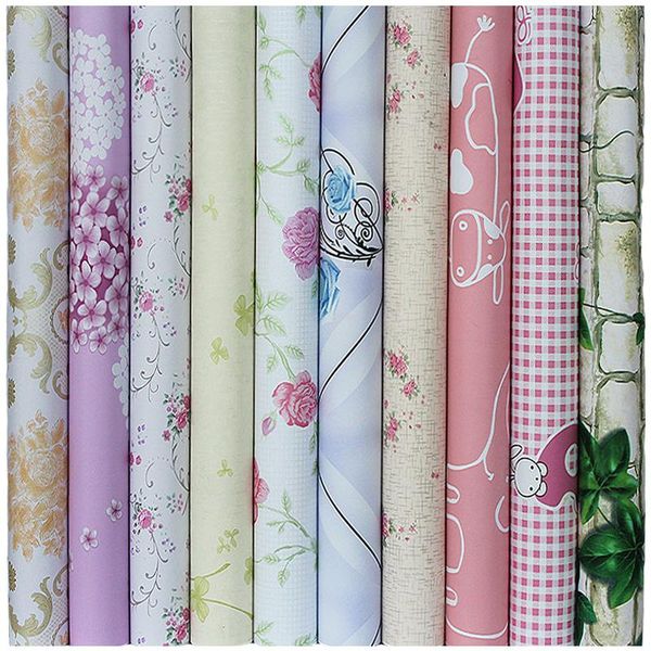 

wallpapers 10m*45cm children korean pvc wallpaper self adhesive waterproof wall sticker creeper bedroom warm european flowers brick pattern