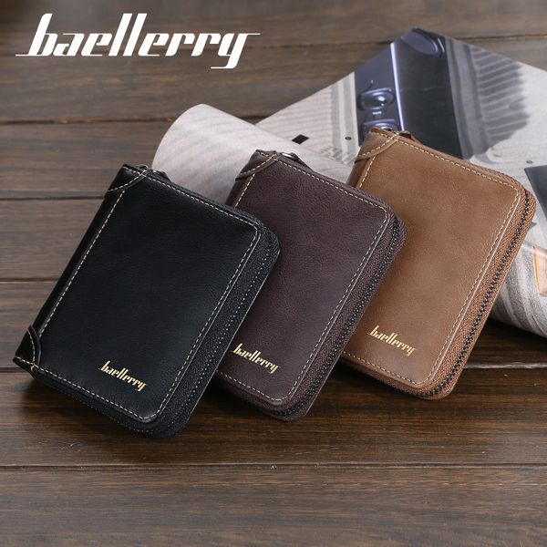

famous brand zipper short mens wallet clutch purse bag for male coin money pu leather wallet mini card holder