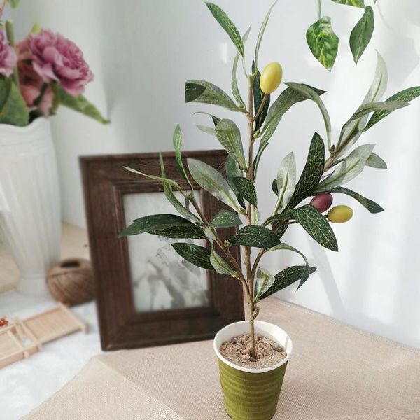 

decorative flowers & wreaths 7pcs/lot simulation olive branch artificial plants leaf home wedding decoration fake christmas flower accessori