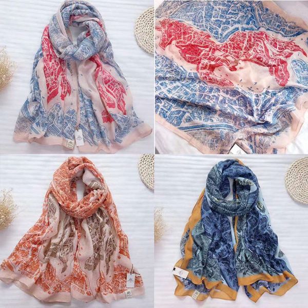 

designer net red autumn and winter cotton hemp silk roman color letter scarf word pattern versatile decorative neck, Blue;black