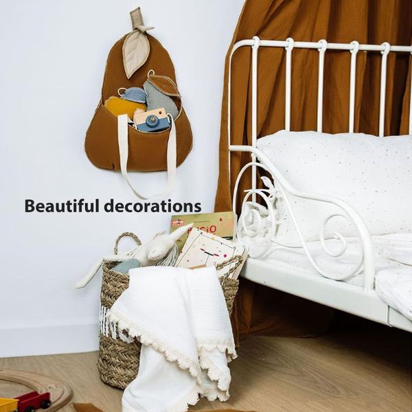 

storage bags cute pear shape hanging bag nordic style organizer soft sponge cotton wall mounted sundries for room