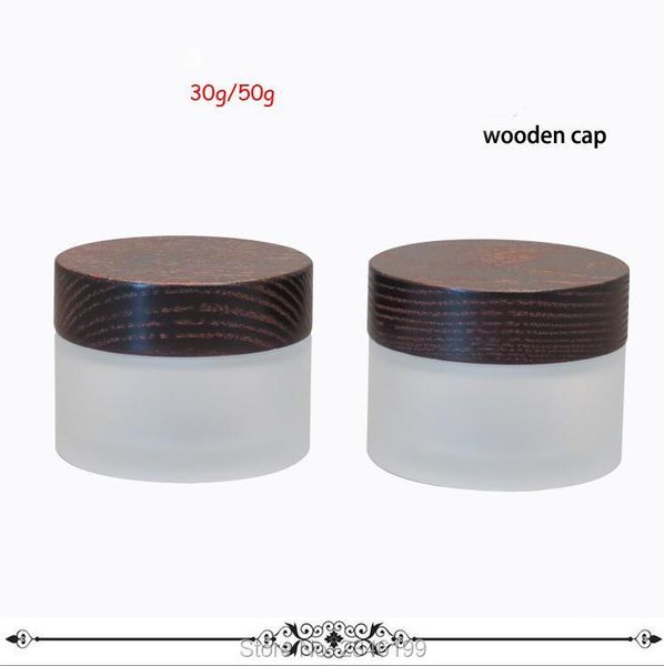 

storage bottles & jars 30g50g15pcs/lot glass empty cosmetic cream jar with wooden cap,diy facial refillable container,empty