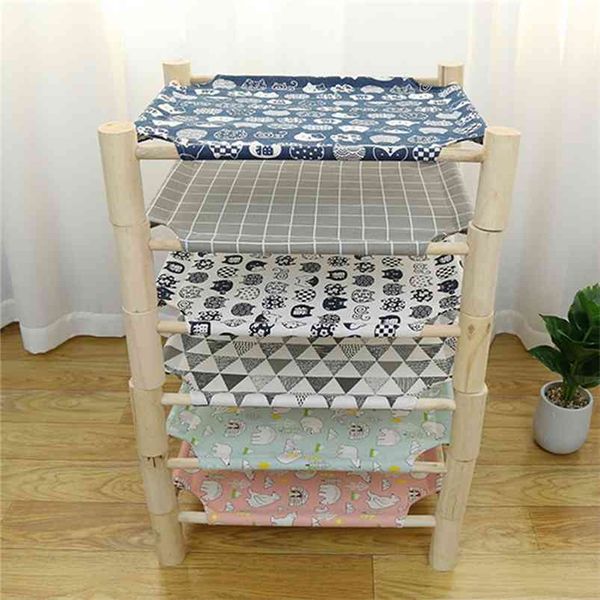 Hammock Pet Four Seasons General Pet Wooden Hammock Hammock Cat Kennel Cama Durável Linho Pet Bed 210722