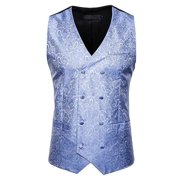

men's vests vest spring and autumn fashion printing double-breasted business slim wedding banquet suit, Black;white