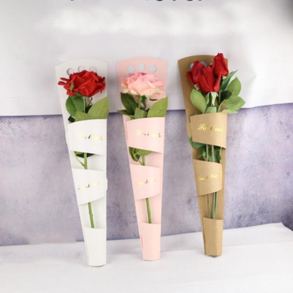 

gift wrap wrapping paper single flower box waterproof bag kraft handbag wedding party rose storage packaging portable boxes